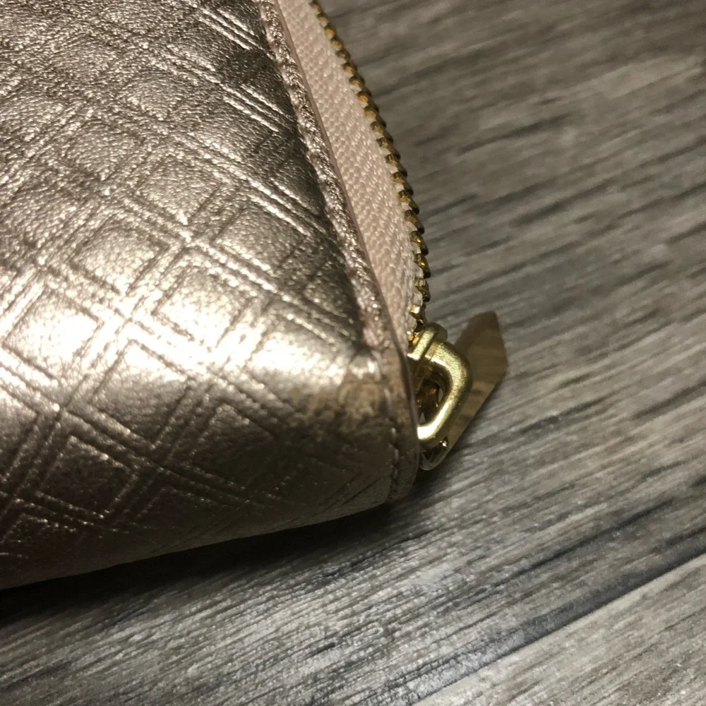 Tory Burch Marion Embossed Rose Gold Wallet